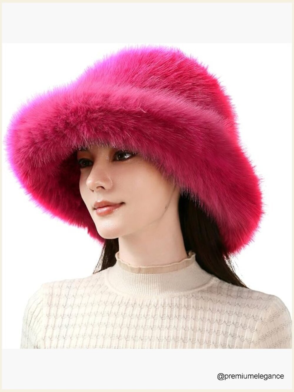 Luxury Faux Fur Bucket Hat Oversized Brim Super Soft Fluffy Winter Beanie